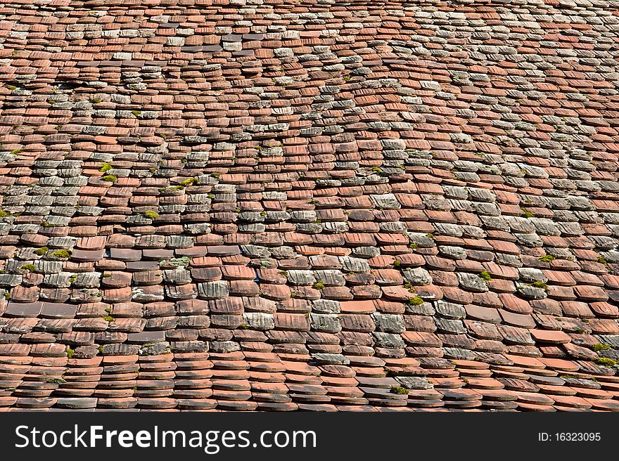 Old roofing tiles for background