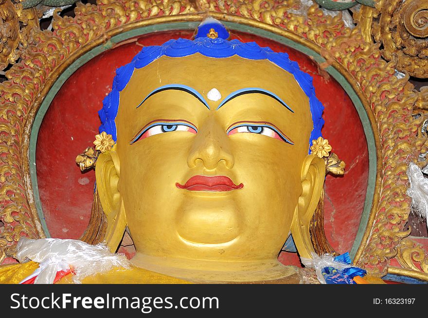 Golden buddha sculpture in Tibet