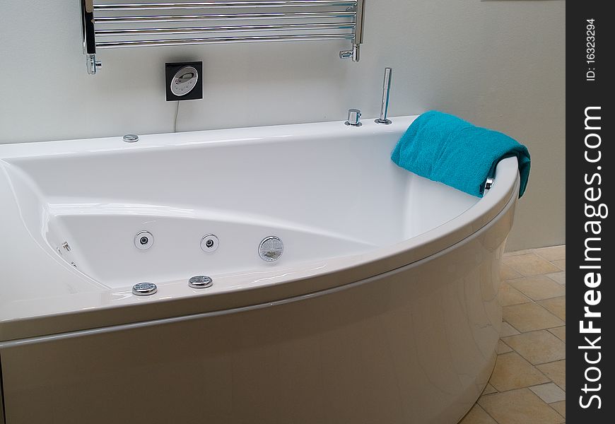 Bathtub jacuzzi in a modern trendy batroom