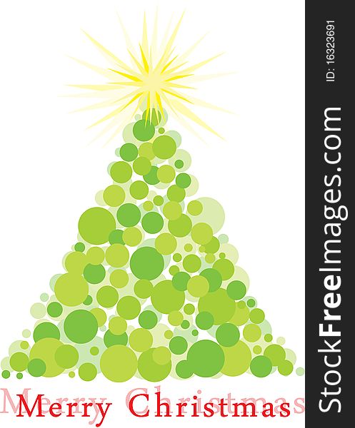 Merry christmas - christmas bubble illustration with christmas tree. Merry christmas - christmas bubble illustration with christmas tree