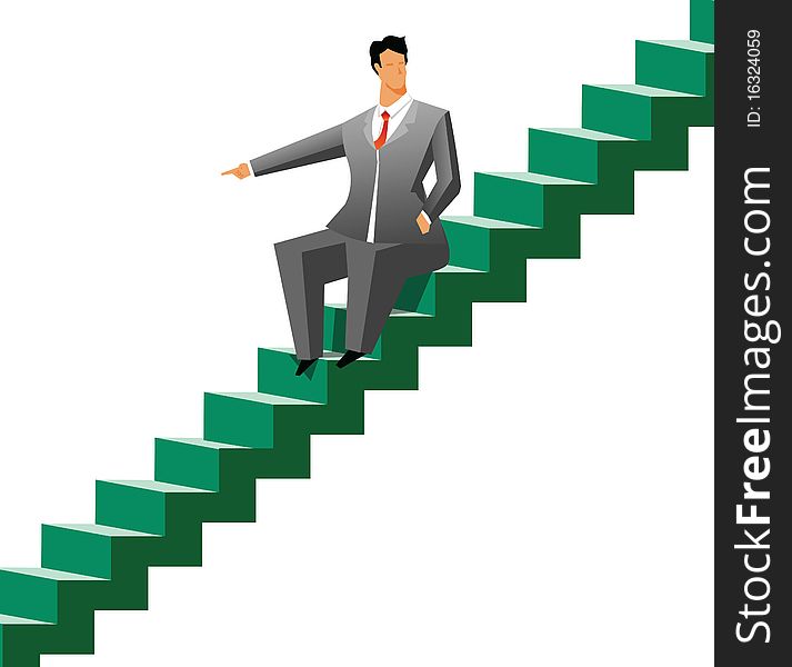 Illustration of a Businessman sitting on steps. Illustration of a Businessman sitting on steps