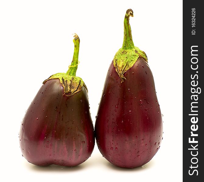Two eggplants isolated on the white background. Two eggplants isolated on the white background