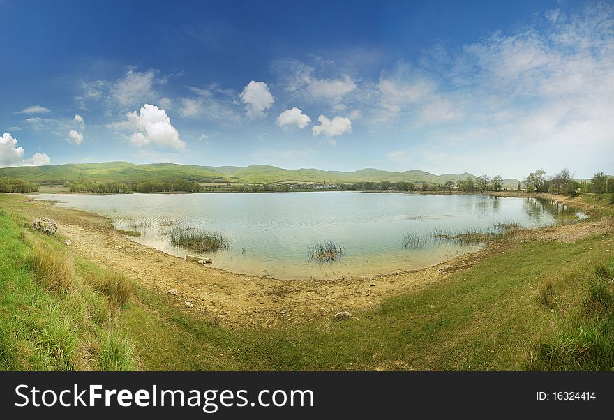 On the bank of small lake