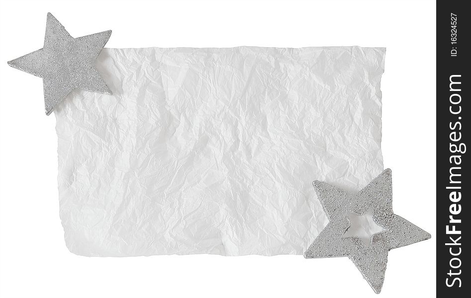 White crumpled paper and stars.