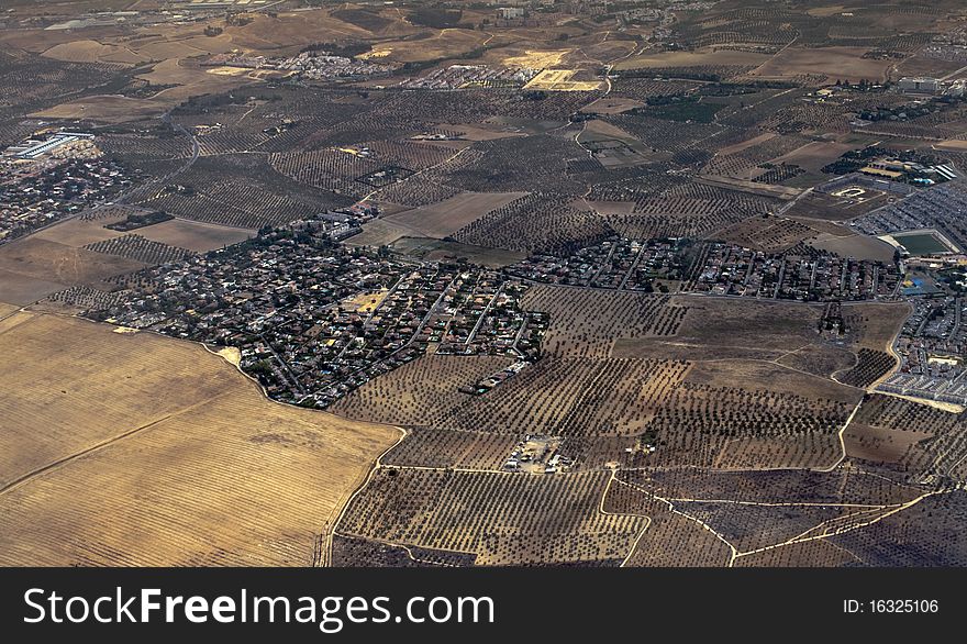 Aerial view of countryside in Spain