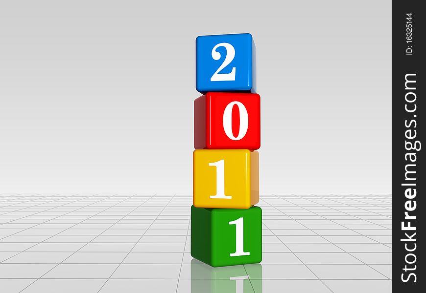 Colour Cubes With 2011 With Reflection
