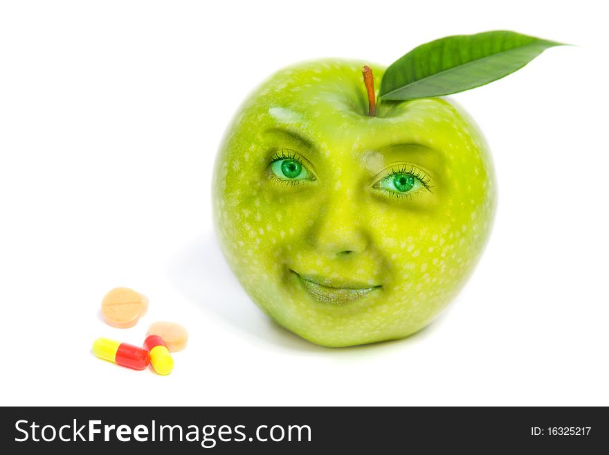 Green Apple With Human Face