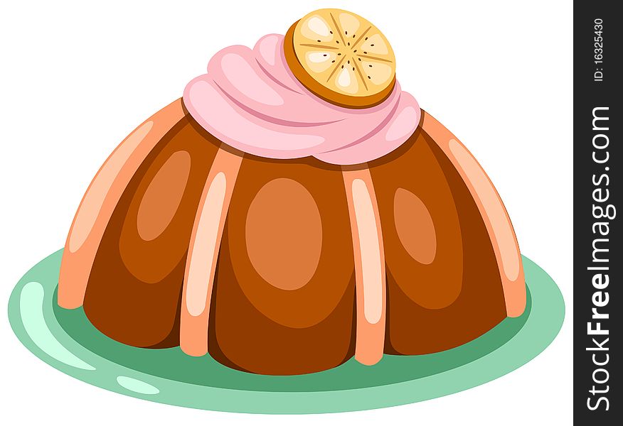 Illustration of isolated piece of cake on white background