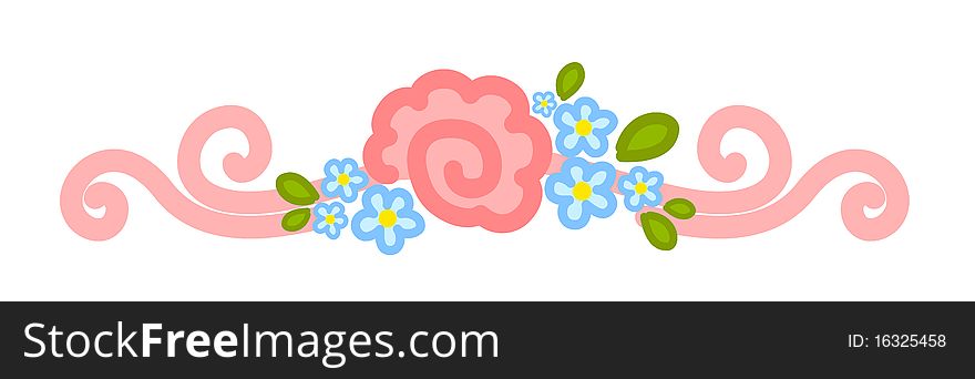 Valentine`s day element with flowers on a white background