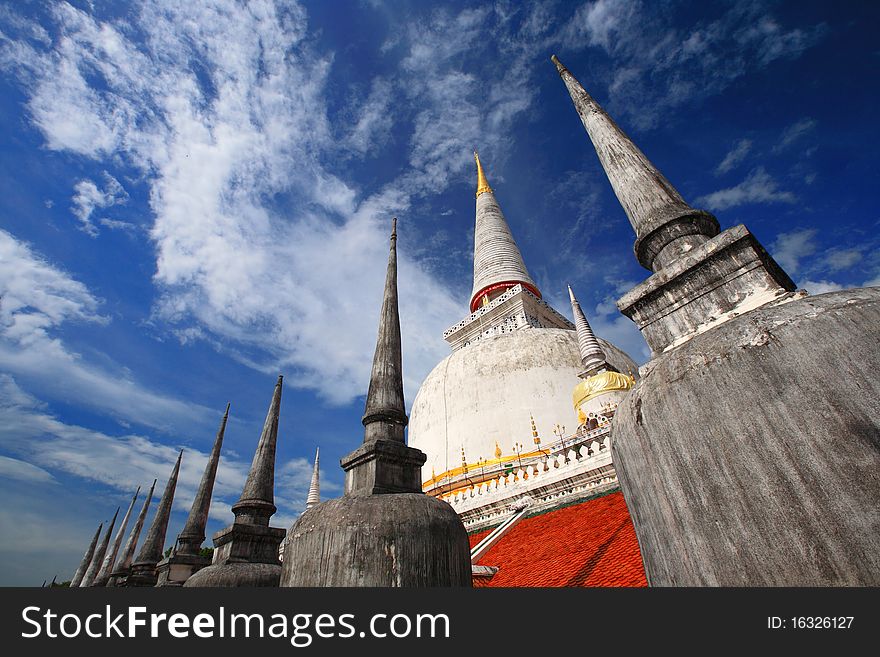 Pagoda In Wat Mahathat Temple Thailand