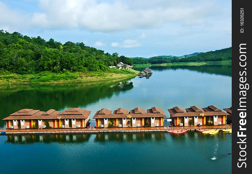 The rooms on a raft in thailand