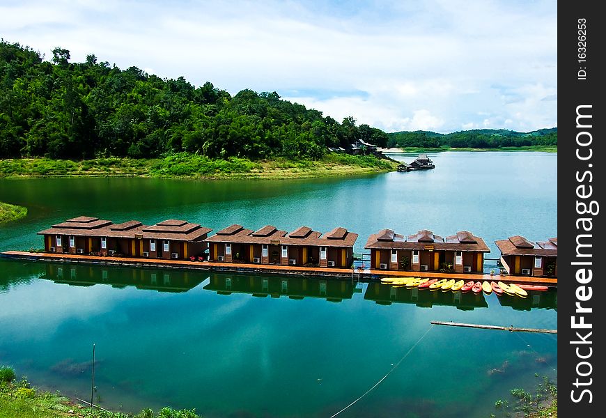 The rooms on a raft in thailand