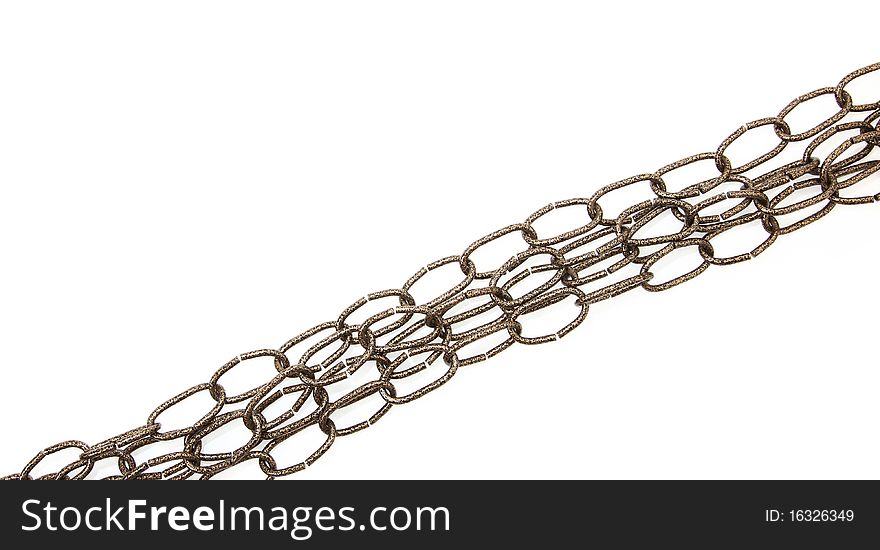 Multiple Gold Chain Links Over White Background