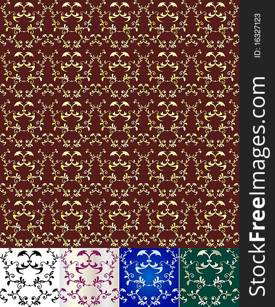 Elegant seamless pattern of different floral vignettes. Elegant seamless pattern of different floral vignettes