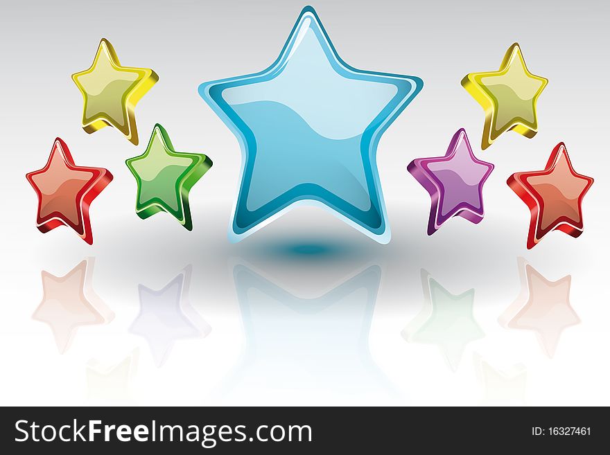 Set of  colored glossy stars for you design. Set of  colored glossy stars for you design