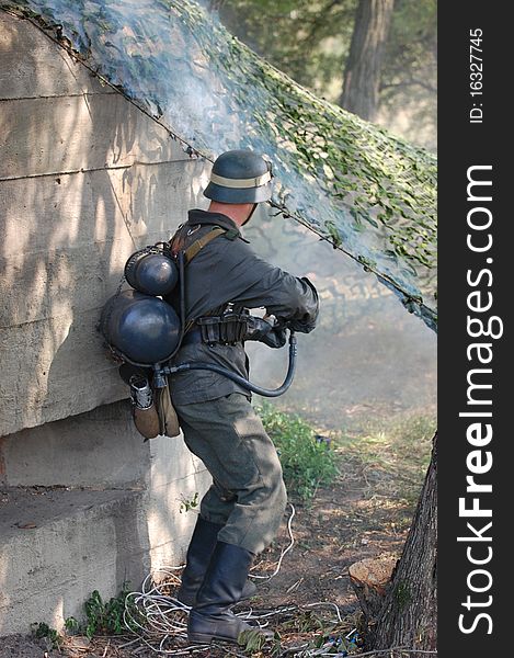 German Soldier With Flame-thrower