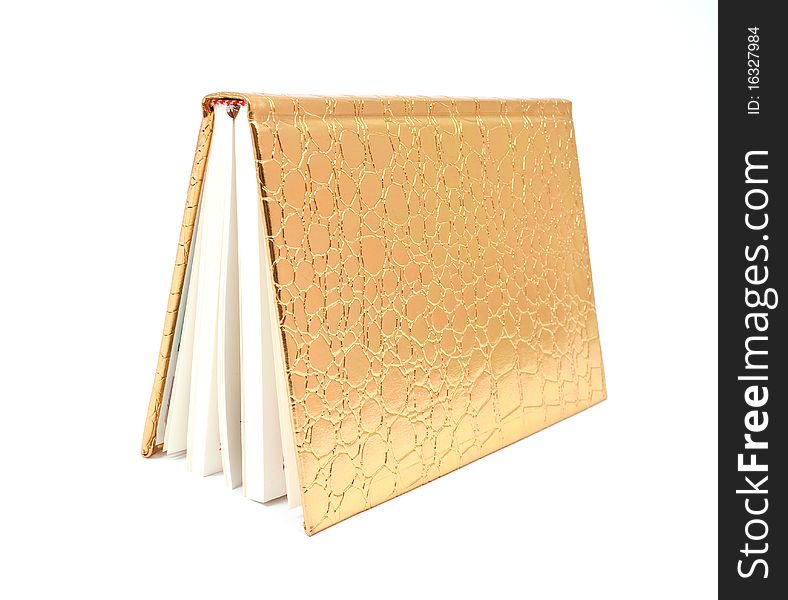 Gold diary on white background