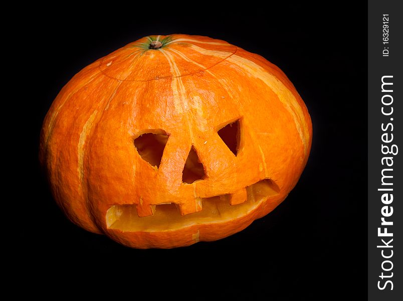 Jack-o-lantern pumpkin isolated on black background