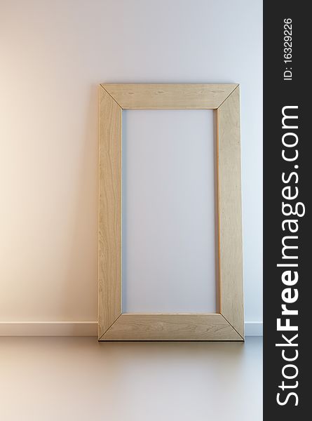 3d illustration of empty picture's wood frame.