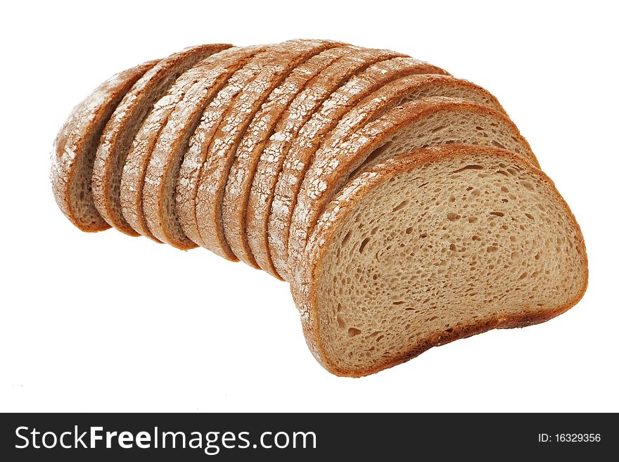 Sliced bread, baked daily food against white background