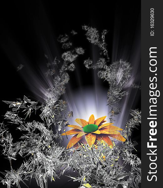 3D Abstract Floral Scatter Design