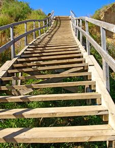 A Long Wooden Staircase Stock Photo A Long Wooden Staircase Stock Photo
