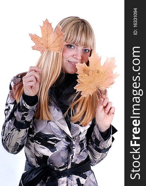 Cute blond with leaf