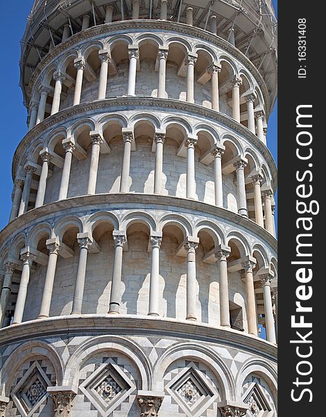 Details of Leaning tower of Pisa, Tuscany, Italy