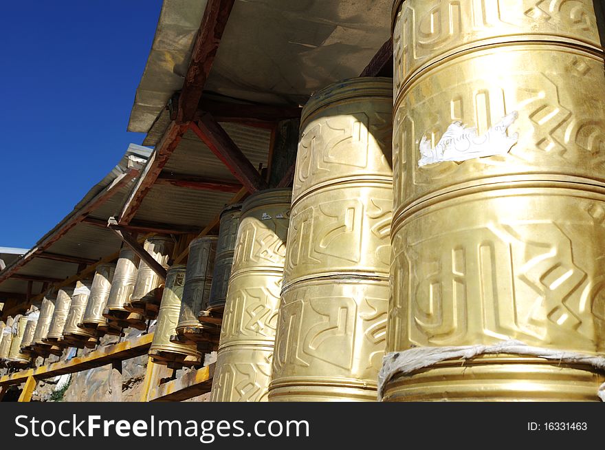 Prayer Wheels in Tibet