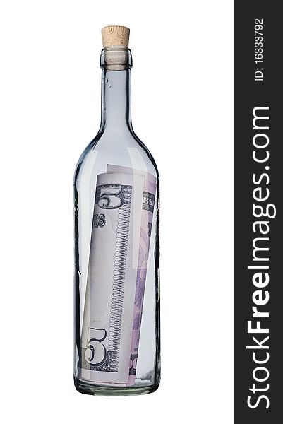 Bottle with message isolated, white background, clipping path. Bottle with message isolated, white background, clipping path.