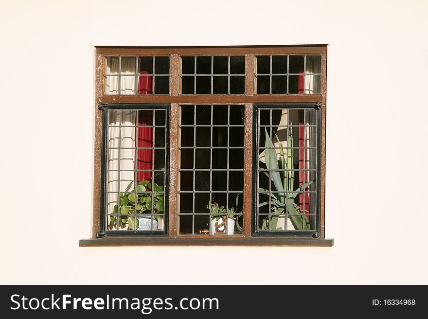 Traditional medieval leaded light window. Traditional medieval leaded light window