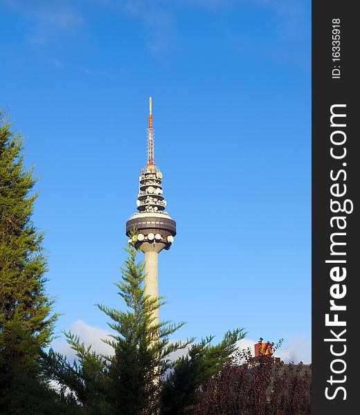 Broadcasting TV Tower in Madrid city, Spain. Broadcasting TV Tower in Madrid city, Spain