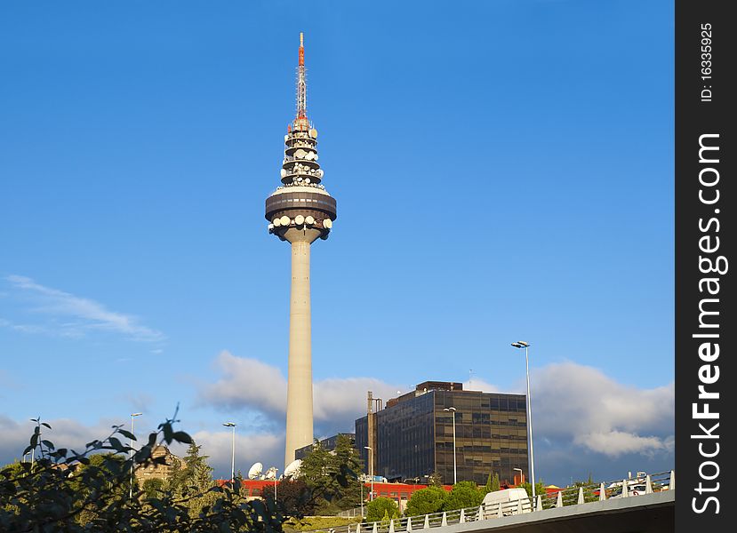 Broadcasting TV Tower in Madrid city, Spain. Broadcasting TV Tower in Madrid city, Spain