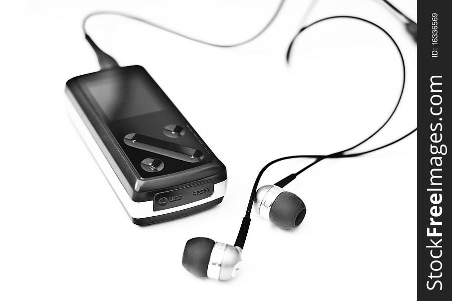 Black media player with phones
