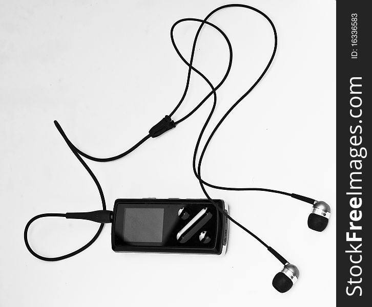 Black media player with phones