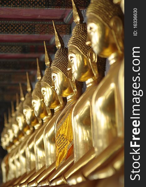 Golden Buddha images from Wat Suthat Thepwararam, Bangkok, Thailand
