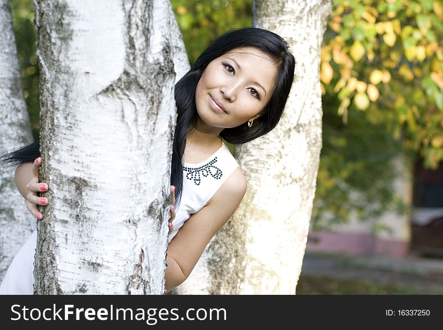 Girl Walking In Park