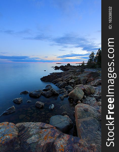 Coast landscape in beautiful sunset