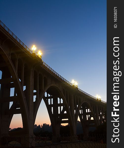 Silhouette of classical architecture of bridge at dusk. Silhouette of classical architecture of bridge at dusk.