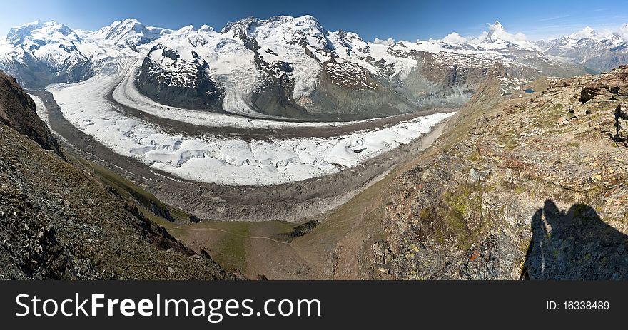 Panorama with Matterhorn mountain in Alp, Switzerland. Panorama with Matterhorn mountain in Alp, Switzerland