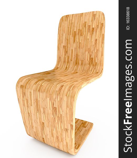 Light wood chair on white background. 3D illustration. Light wood chair on white background. 3D illustration