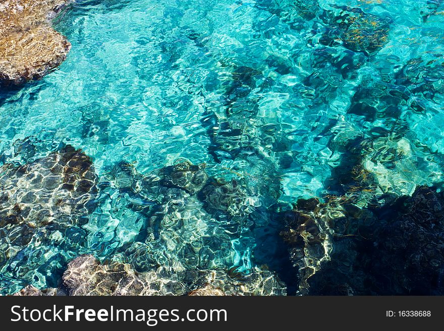 Beautiful clear sea water in a sea