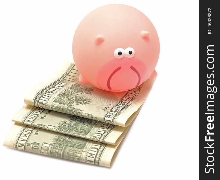 Toy Pink Pig And Cash