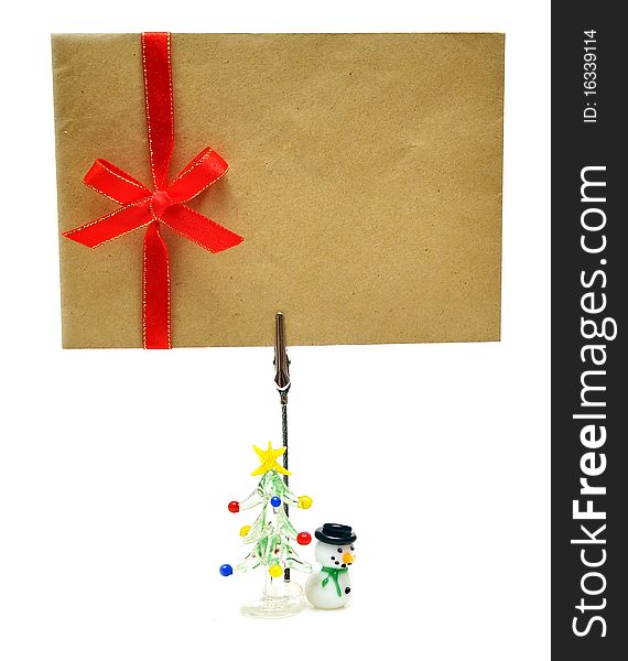 Small stand and envelope with red ribbon. Small stand and envelope with red ribbon