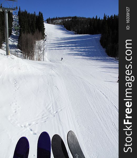 View from a ski lift. View from a ski lift