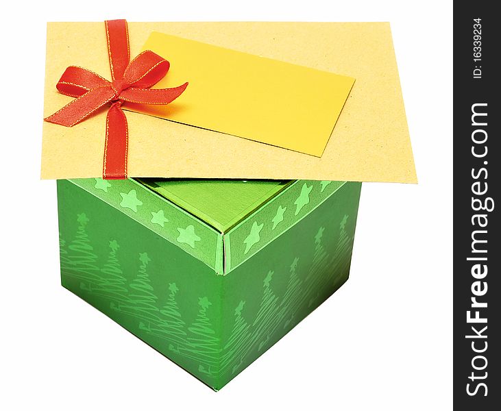 Box for gifts for christmas and the envelope