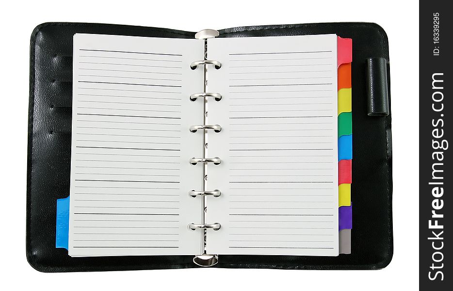 Black notebook with clipping path