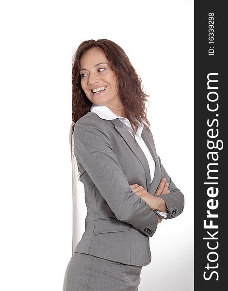 Businesswoman doing expressions on white background. Businesswoman doing expressions on white background