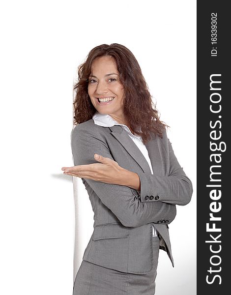 Smiling Businesswoman In Grey Suit