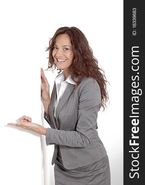 Businesswoman doing expressions on white background. Businesswoman doing expressions on white background